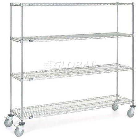 Nexel 4 Shelf Truck, Chrome, 72inW x 18inD x 69inH, Polyurethane Swivel Casters 168217
